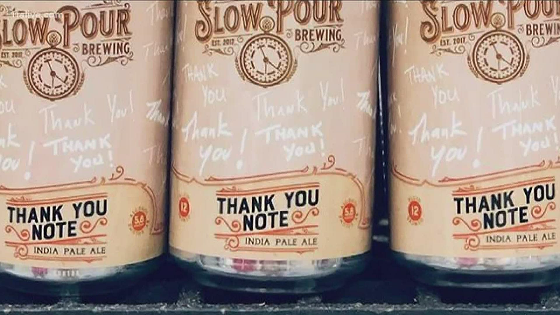 Slow Pour Brewing Company releases IPA called 'Thank You Note' to be given to health care professionals for free.
