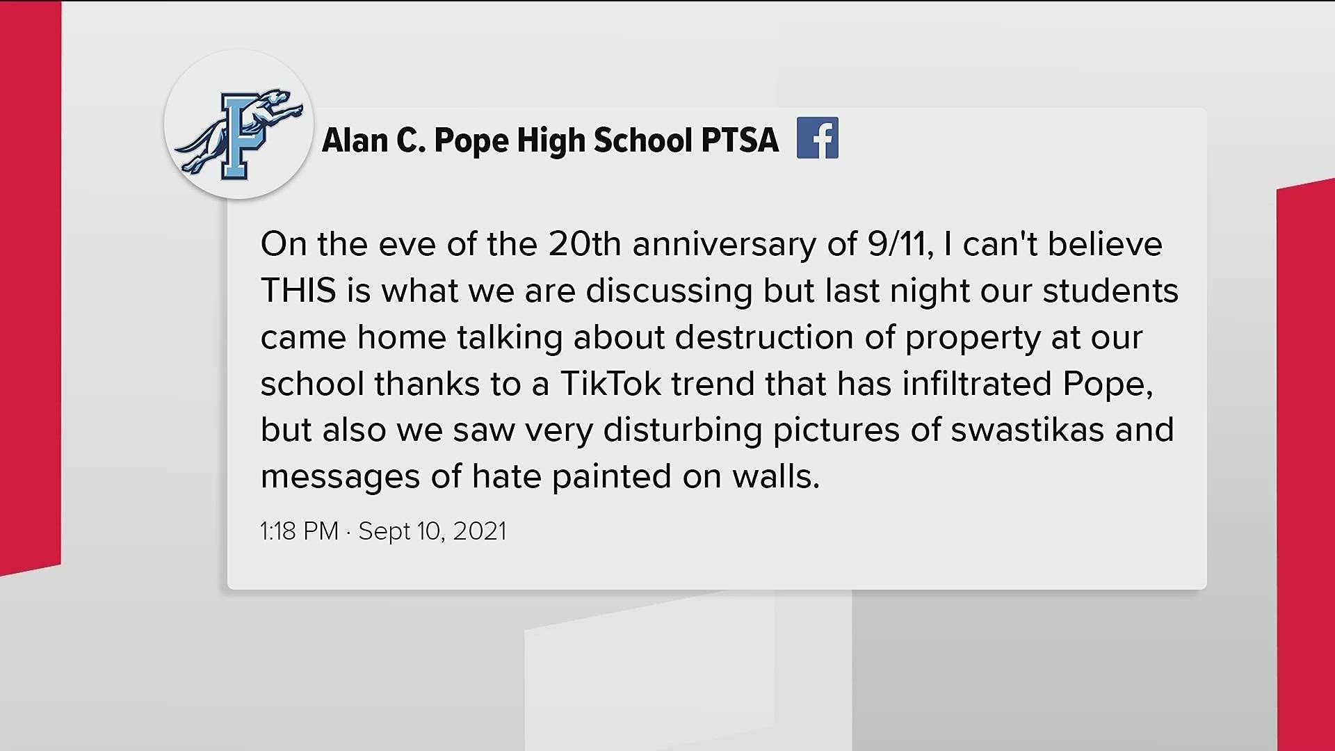Cobb County parents are concerned after bathrooms were vandalized with anti-sematic images during Rosh Hashanah– a Jewish holiday at Alan C. Pope High School.