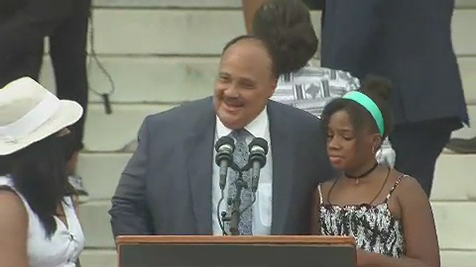 Yolanda Renee King, the daughter of Martin Luther King III and granddaughter of Martin Luther King Jr. and Coretta Scott King, spoke Friday at the rally in DC.