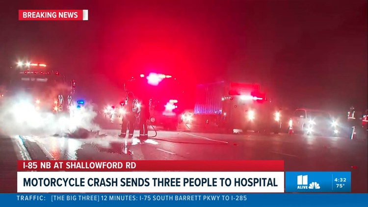 3 people sent to hospital after fiery motorcycle crash in DeKalb County, officials say