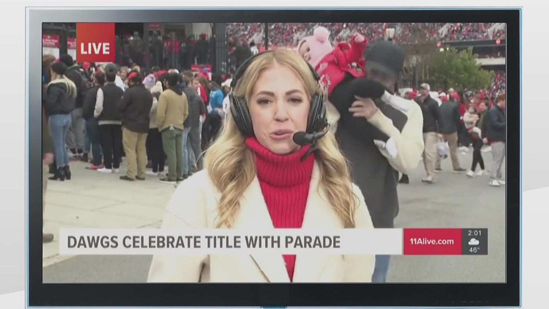 He checked the child's diaper on live TV during our coverage of the Georgia football parade and celebration.