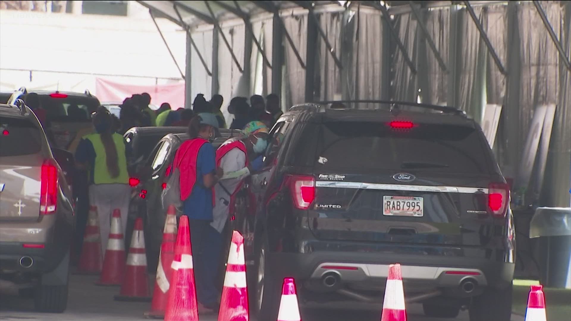 The drive-up site opened after organizers heard about the Atlanta VA's need for a large venue.