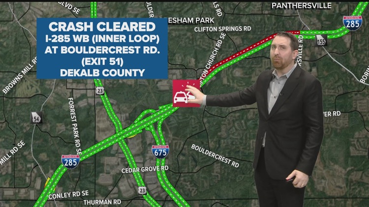 Traffic Alert: Lanes back open after crash on I-285 WB at Bouldercrest Road in DeKalb County