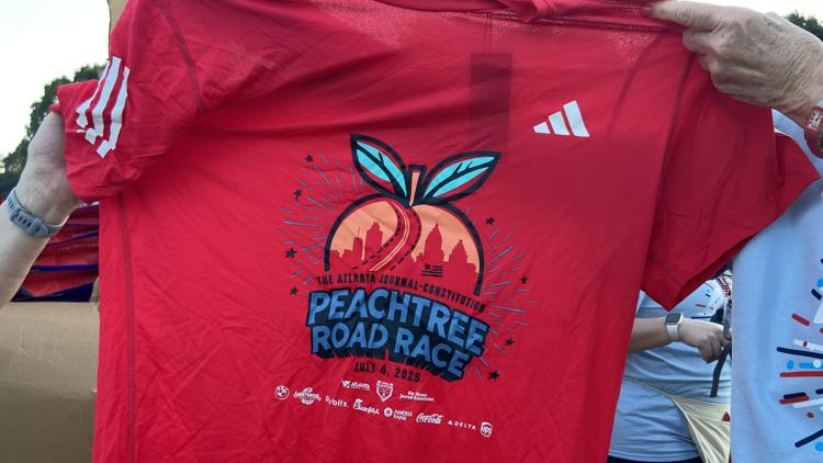 Here is the 2025 AJC Peachtree Road Race shirt
