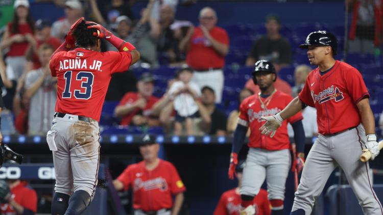 Acuña reaches base 4 times, Baldwin homers and Braves beat Marlins 7-0