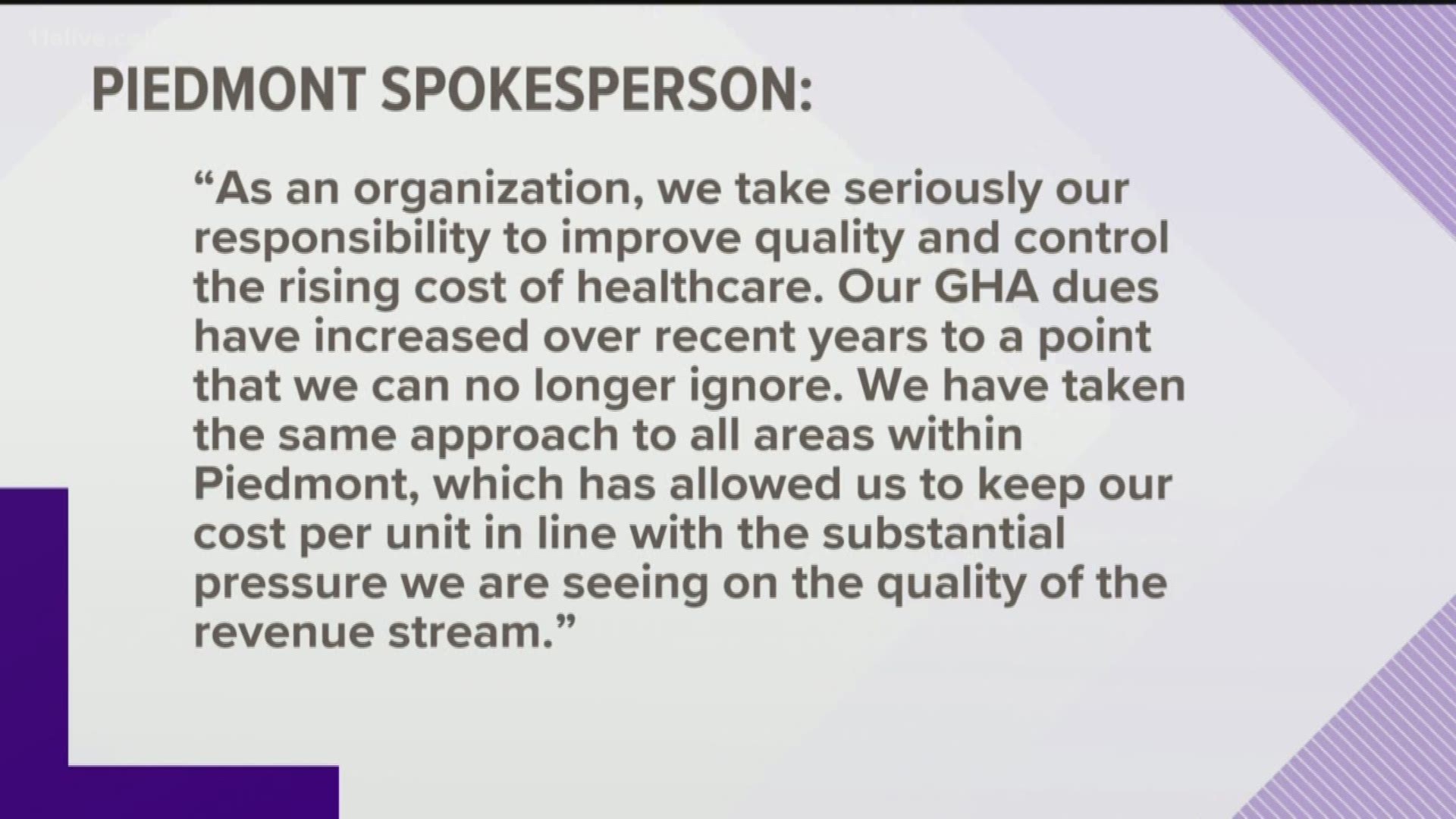 GHA's CEO pinned a note that claimed he had learned the company, which runs 11 hospitals in Georgia, will not renew its membership.