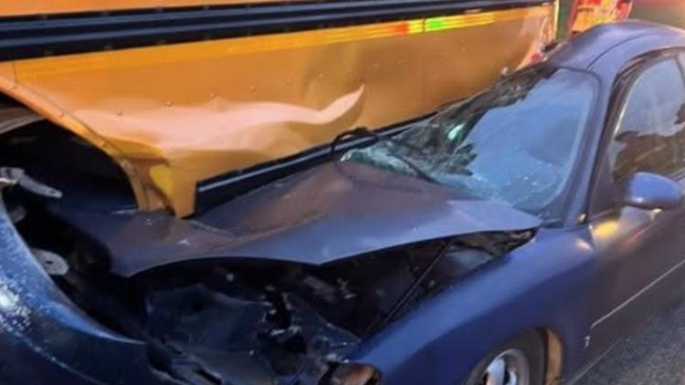 No injuries reported on Athens school bus after car crashes, gets lodged under it
