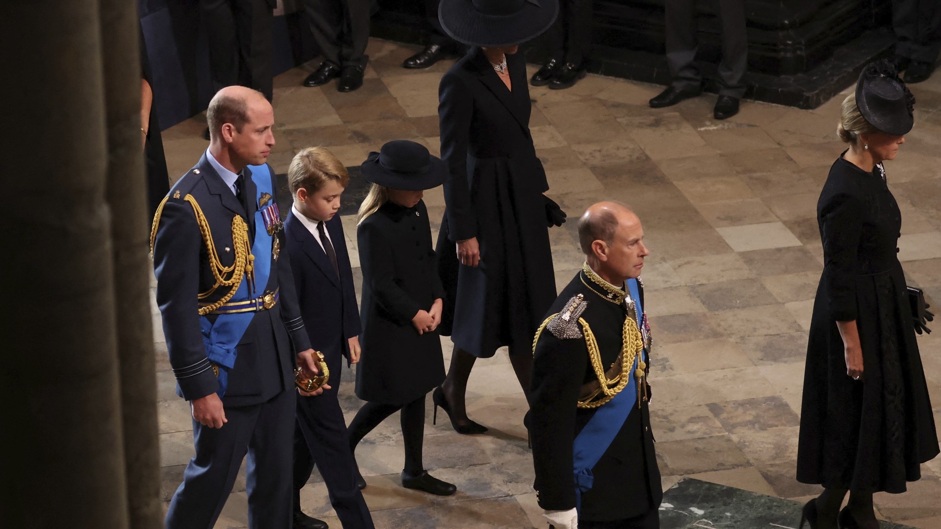 Britain’s royal family, along with hundreds of world leaders and dignitaries gathered at the Gothic abbey in London for the service Monday.