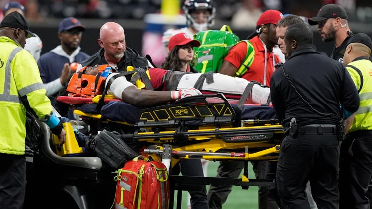 Falcons' Kendal Daniels carted off on stretcher after third-quarter tackle