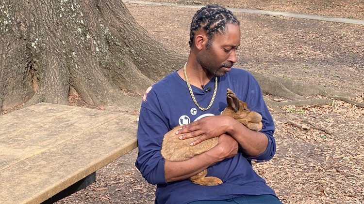 'She was with me everywhere': Georgia dad stays on streets with pet bunny as family experiences homelessness