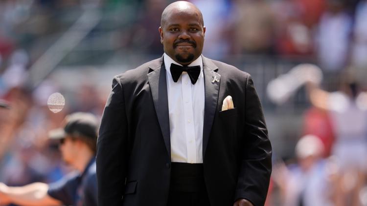 Where was beloved Braves opera tenor Timothy Miller during 'God Bless America' on Opening Day?