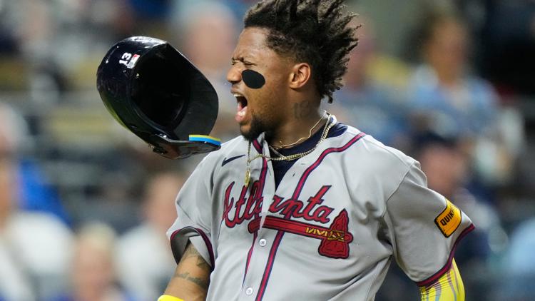 Acuña, Ozuna and Riley homer as Braves end 5-game skid and Royals tie club mark with 14 walks