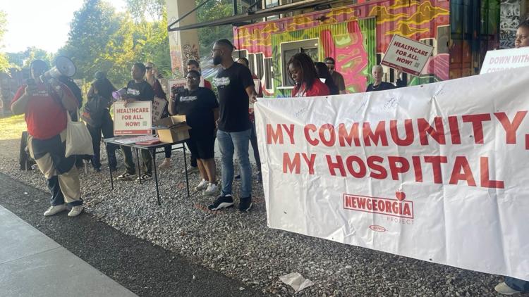 Community members rally for healthcare services in Old Fourth Ward neighborhood after plans announced for former Atlanta Medical Center site