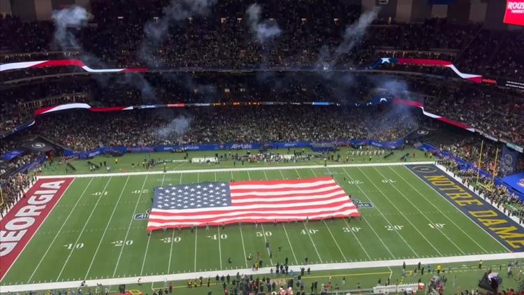 National anthem ends with 'USA' chants ahead of Sugar Bowl in New Orleans