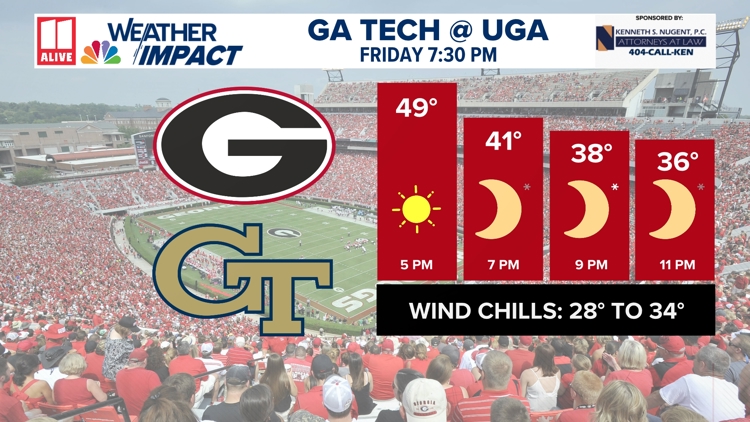 Frigid temperatures expected for UGA-Georgia Tech game in Athens