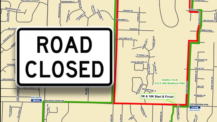 Madison Road Closures, Saturday April 27 | Rocketcitynow.com