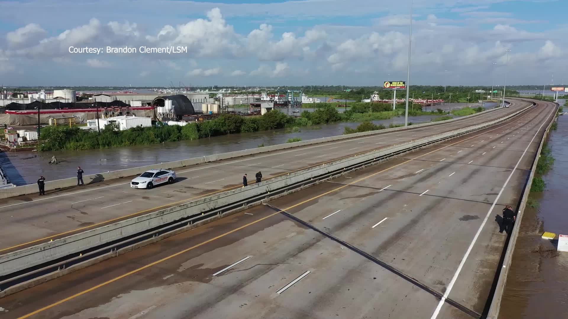 Watch exclusive drone footage of Friday's barge wreck in Houston, Texas.