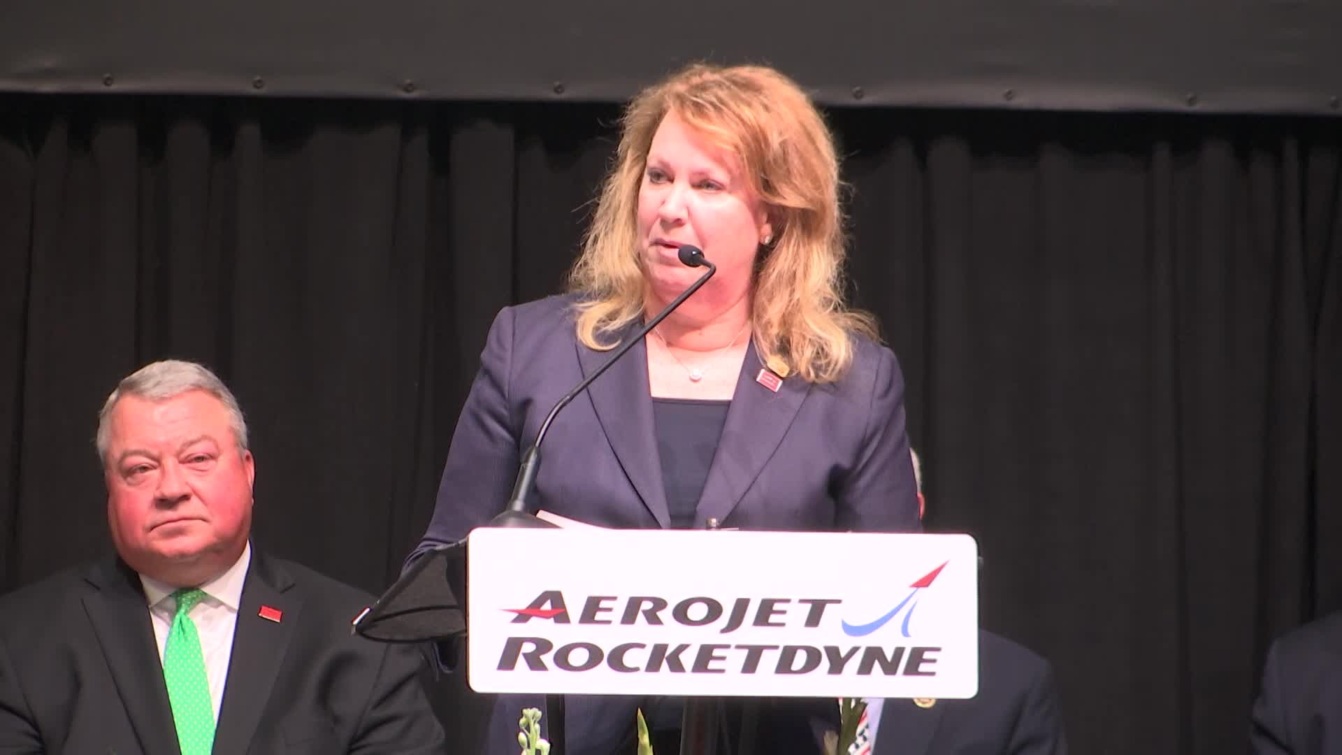 CEO of Aerojet Rocketdyne, Eileen Drake, discusses the company's new defense headquarters, which was unveiled in Madison County Friday.