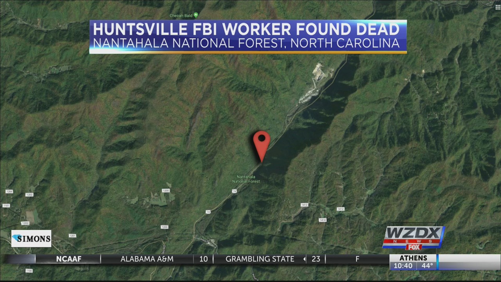 A Huntsville FBI worker has been found dead in North Carolina, according to the Graham County Sheriff's Office there.