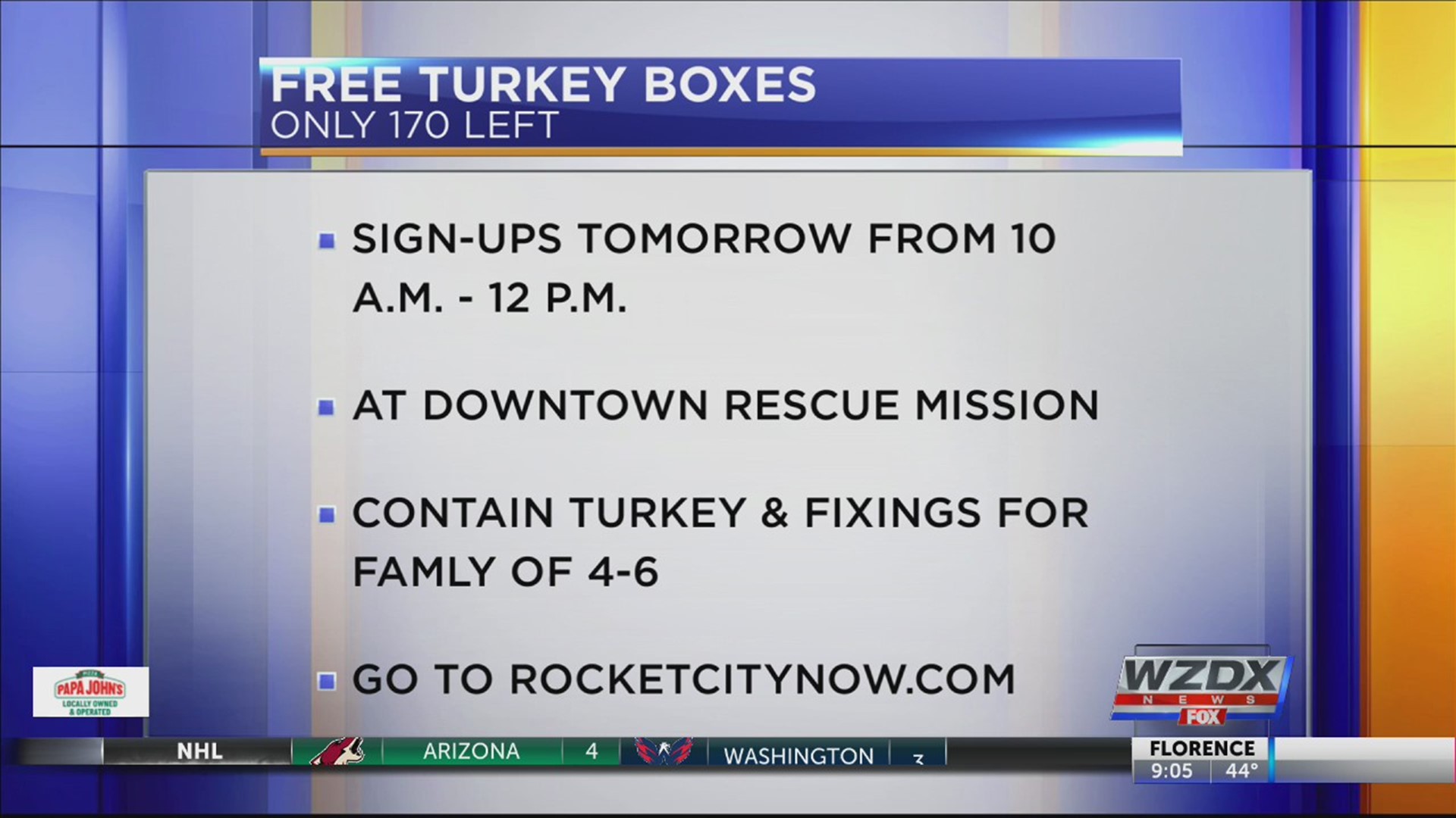 While there's still time to reserve your turkey box for Thanksgiving, the Downtown Rescue Mission says they only have 170 turkey boxes left, due to the amount of people signing up Monday, Nov. 11. The remaining boxes will be reserved for people on a first-come, first-served basis.