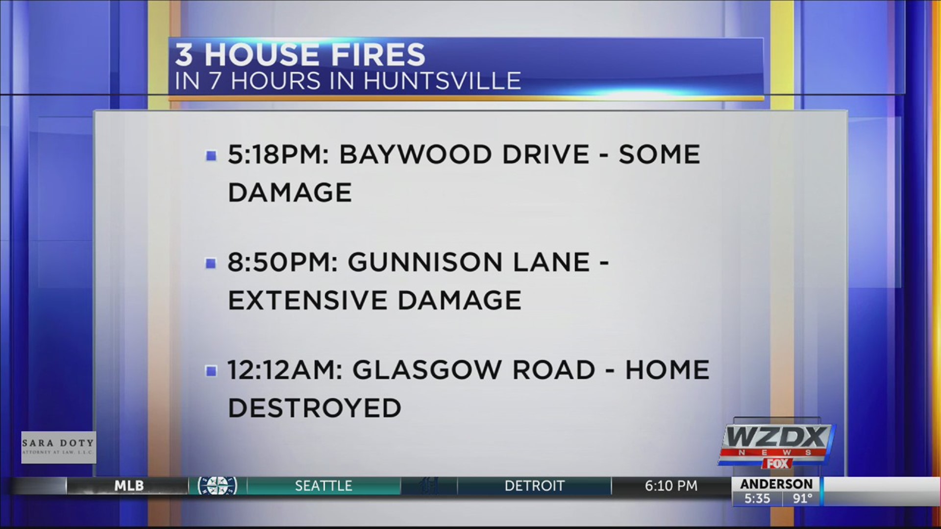 Three house fires in seven hours kept Huntsville Fire & Rescue crews busy Tuesday night.