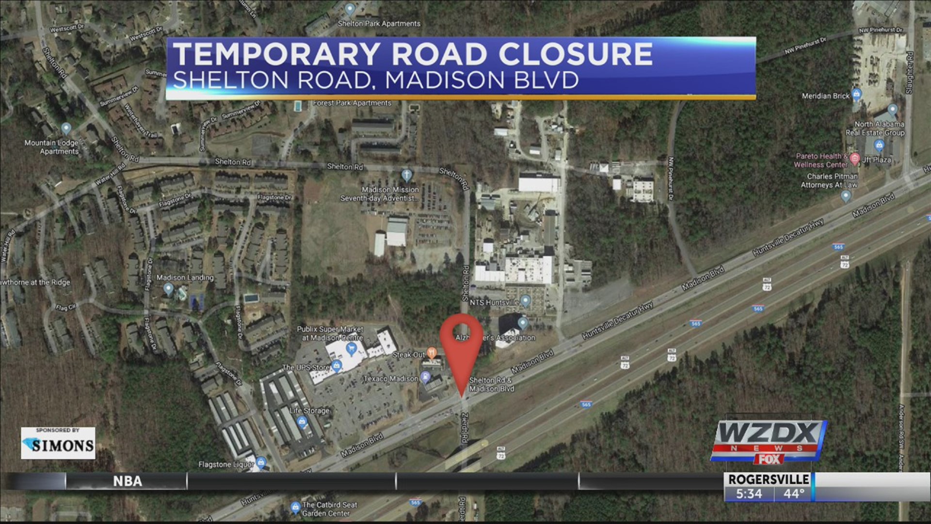 Starting Saturday, January 25, drivers can expect to see a road closure on Shelton Road, just north of Madison Boulevard.