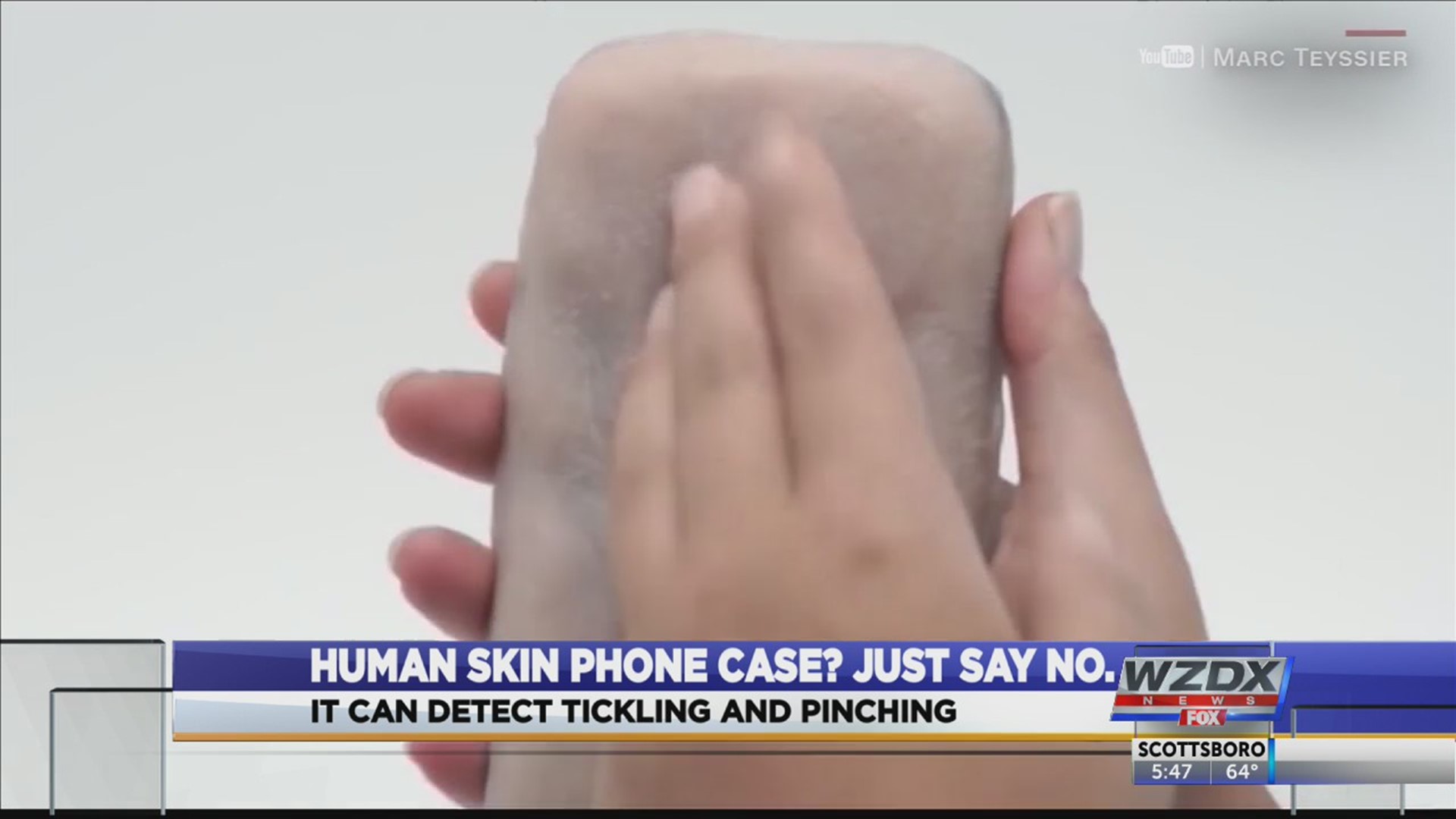 You're looking at a phone case prototype designed to feel like human skin.