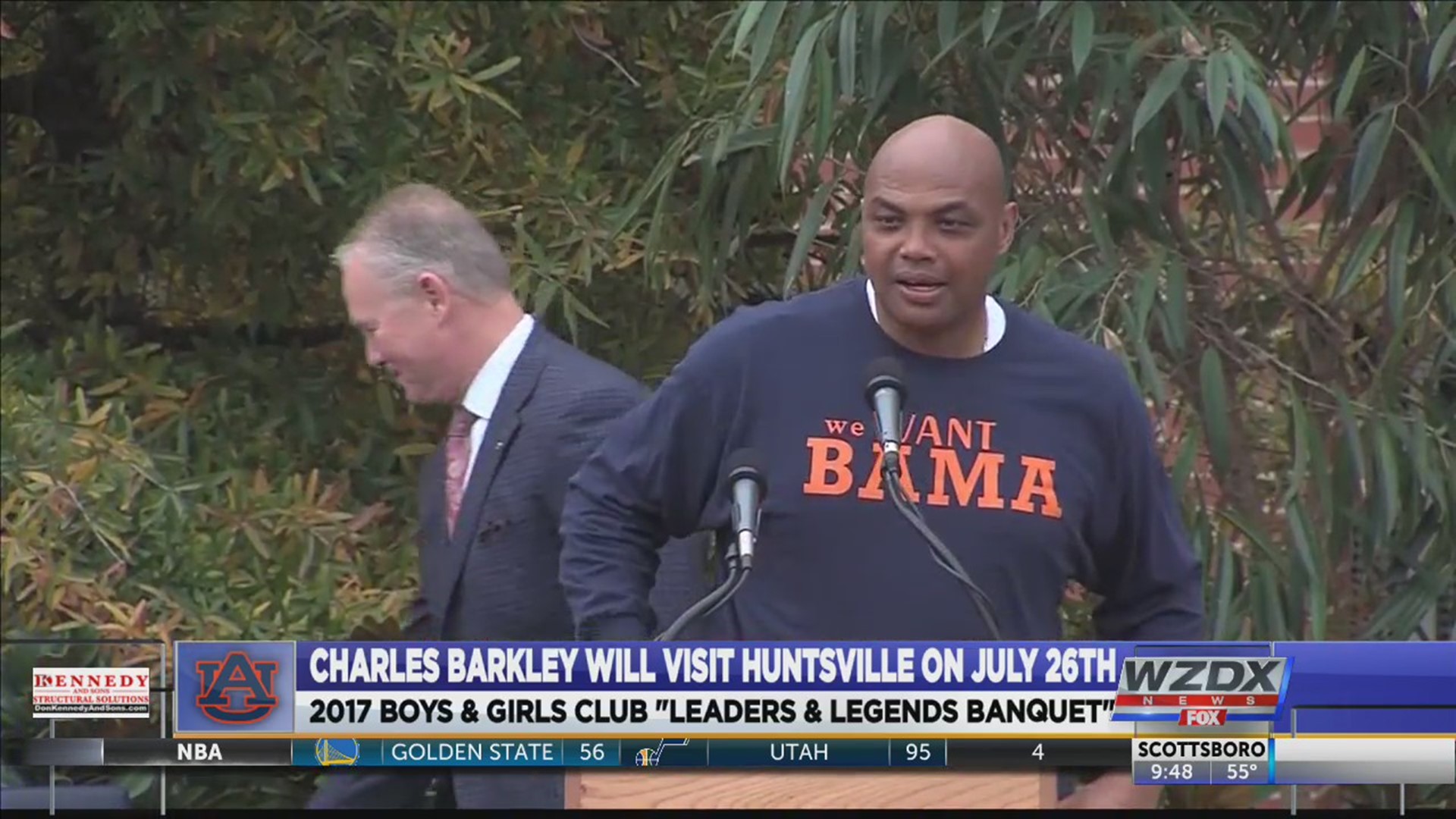 Auburn great and NBA Hall of Famer Charles Barkley will make his way to the Rocket City on July 26th.