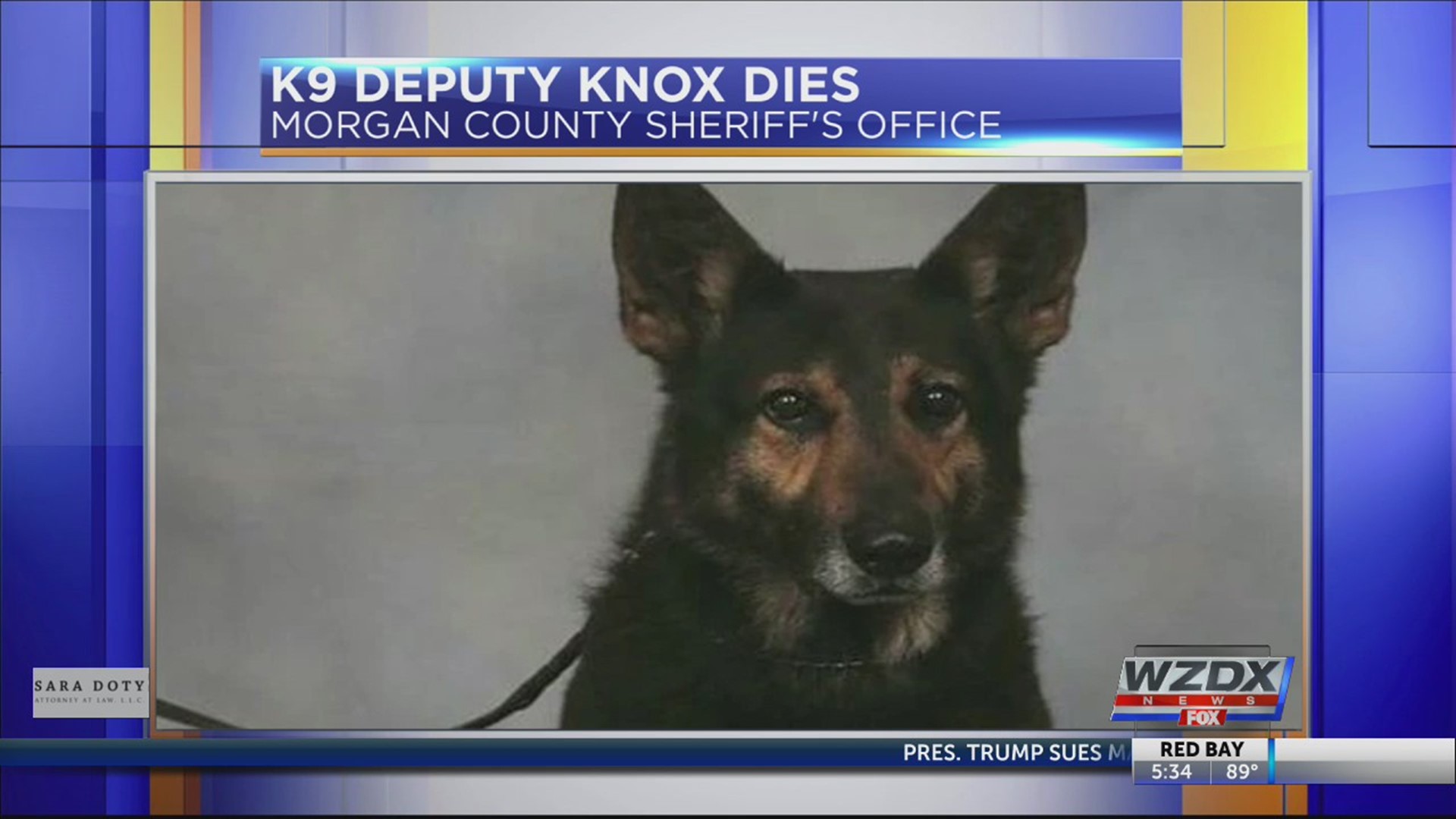 The Morgan County Sheriff's Office announced Thursday that one of their K9 officers passed away.
