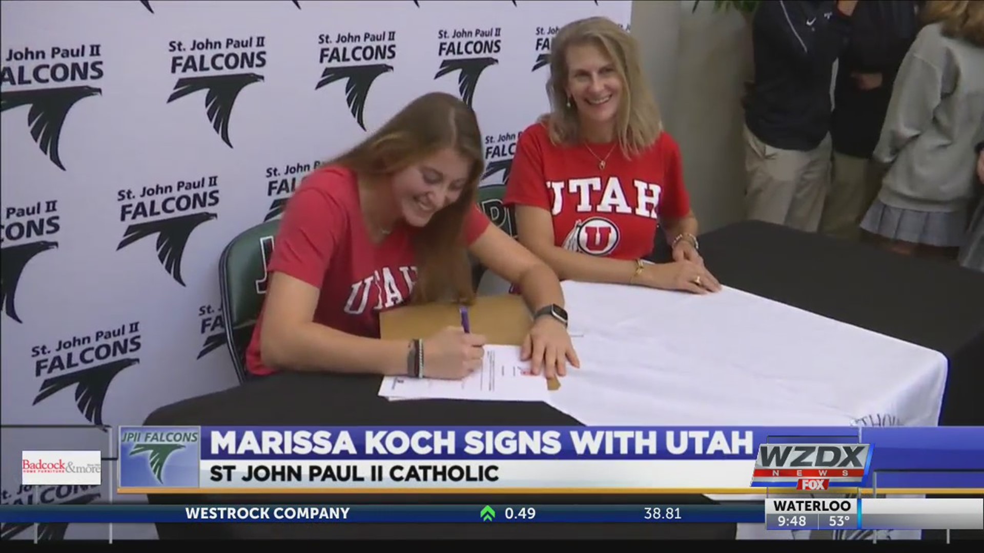 There was a huge celebration in the halls of St John Paul II Catholic High School on Friday. Volleyball standout Marissa Koch signed a national letter of intent with the Utah Utes of the Pac-12