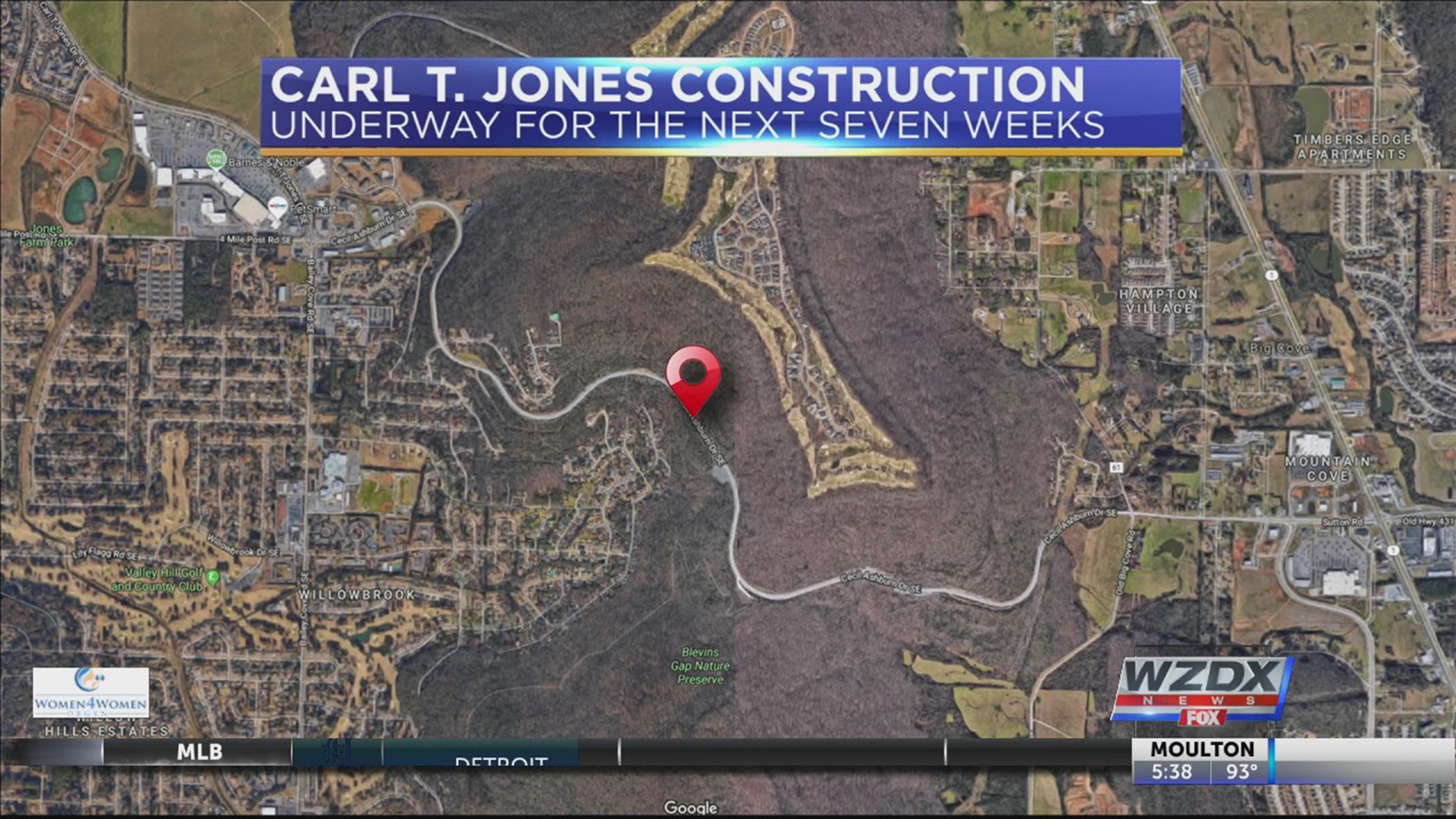 Carl T. Jones Drive from Whitesburg Drive to "Four Mile Post Road" will be under construction for the next seven weeks.
