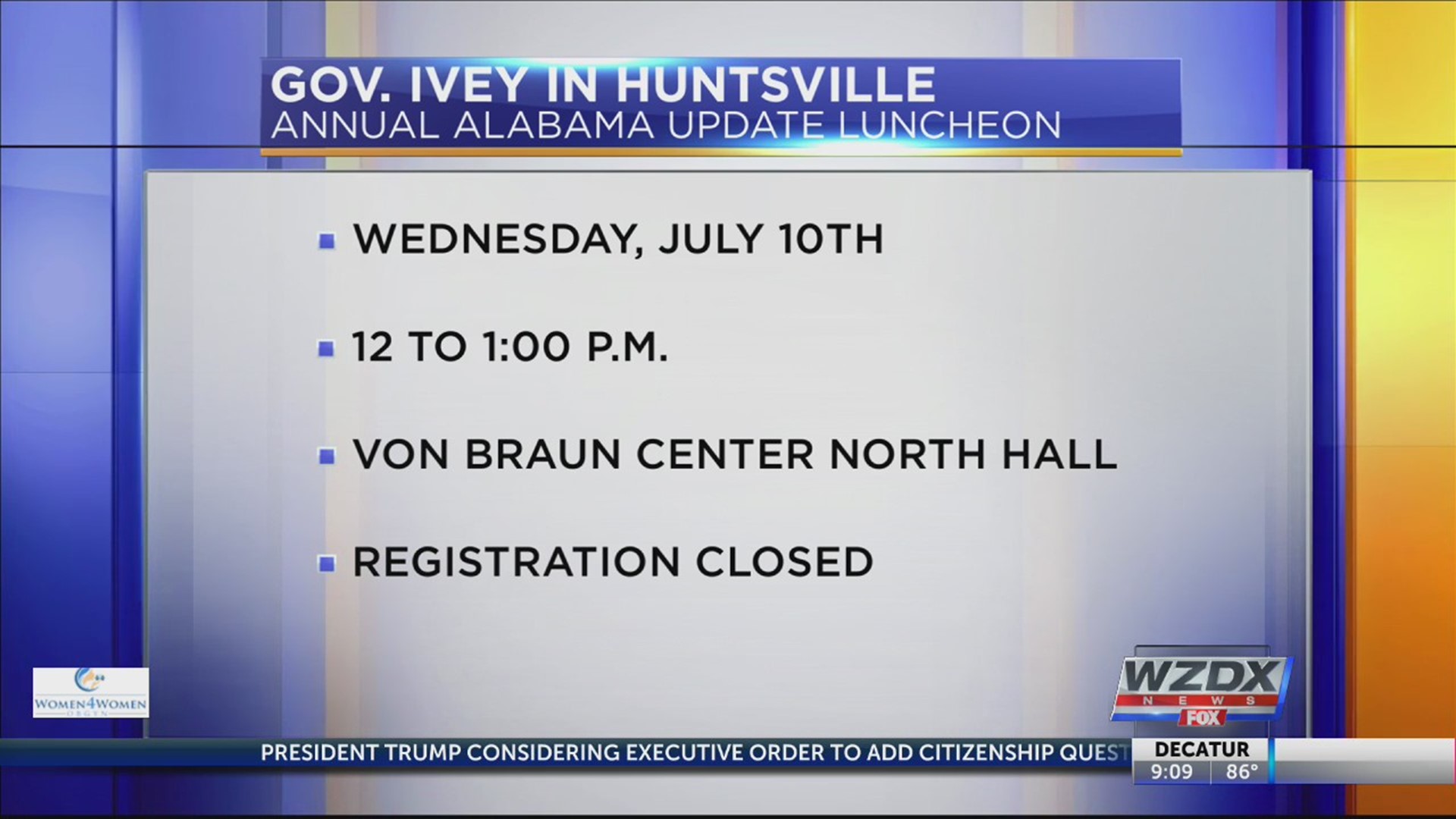 Governor Ivey will be in Huntsville July 10.