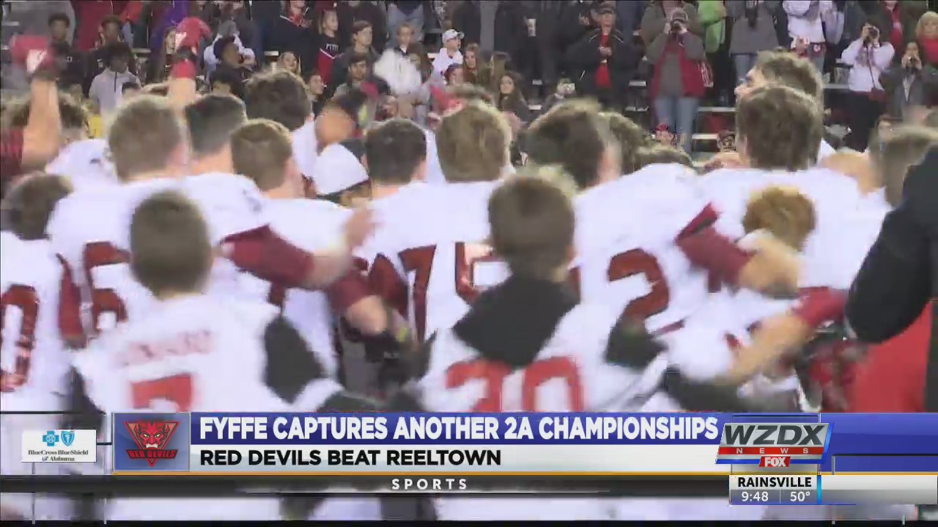 The Fyffe Red Devils rolled to an insurmountable 42-point lead in the opening half and cruised to a 56-7 victory over Reeltown to claim their second straight Class 2A state championship.