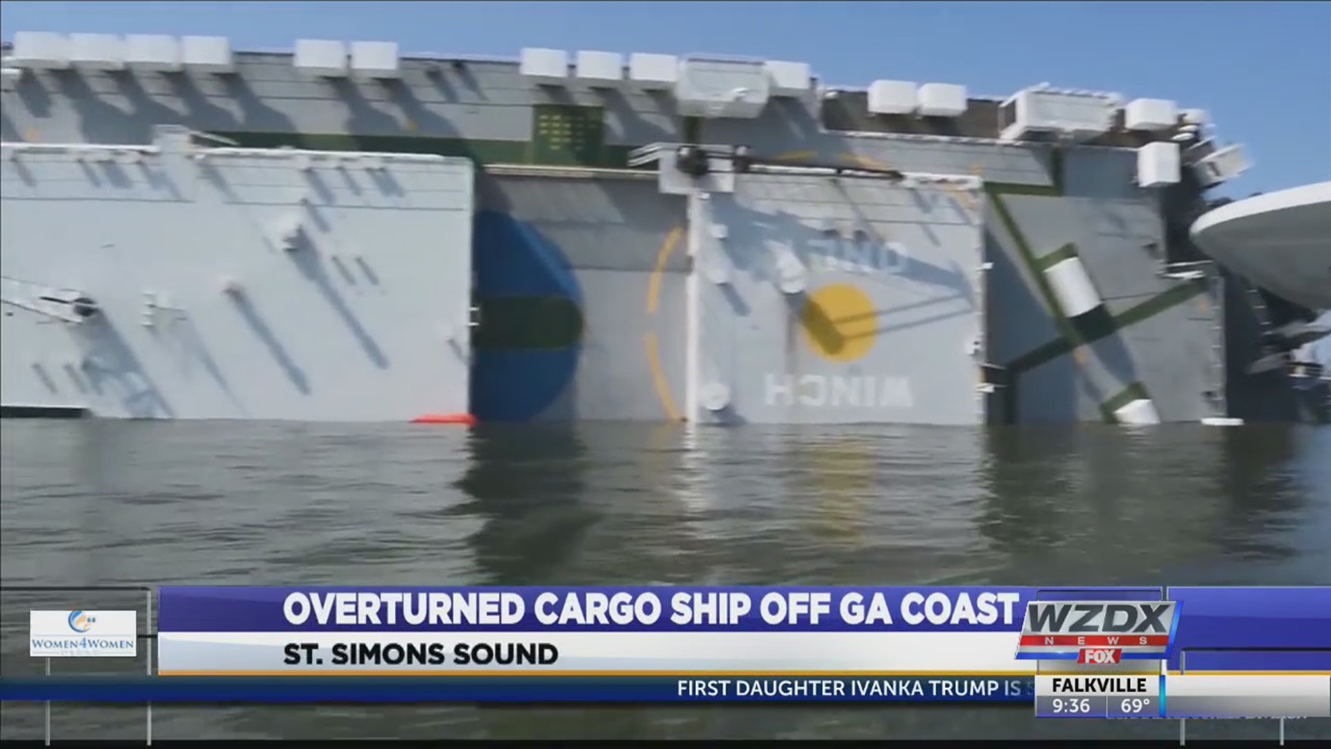 Cargo ship capsizes off coast