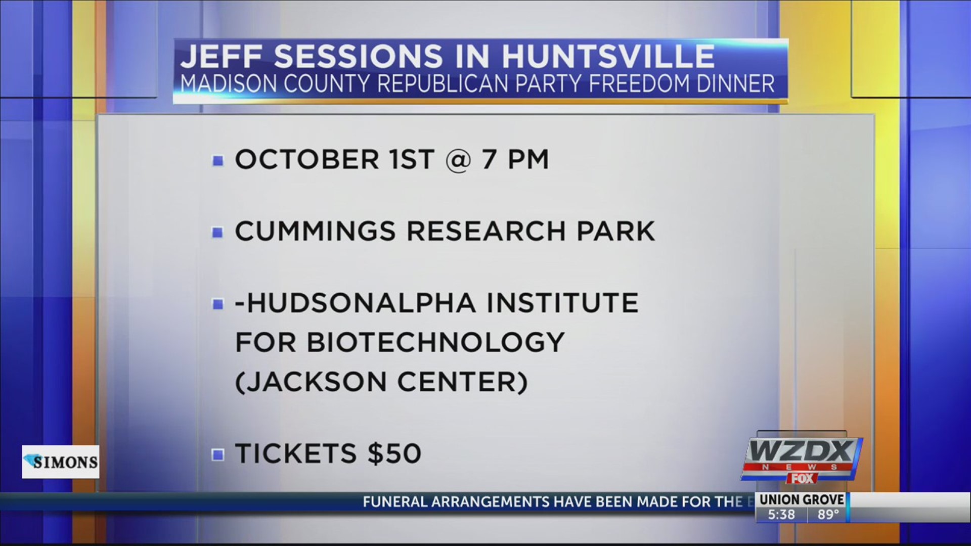 Former U.S. Attorney General Jeff Sessions will be in Huntsville in just a few weeks.