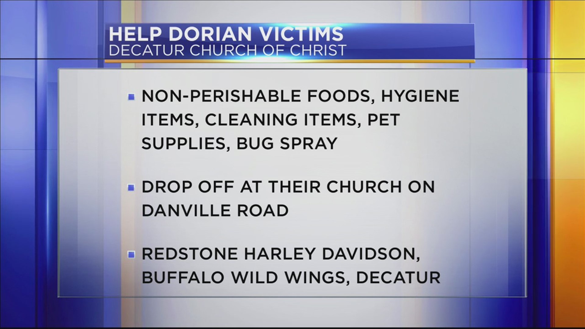 As the post-Hurricane Dorian cleanup continues, the Decatur Church of Christ is gathering donations to help those impacted.