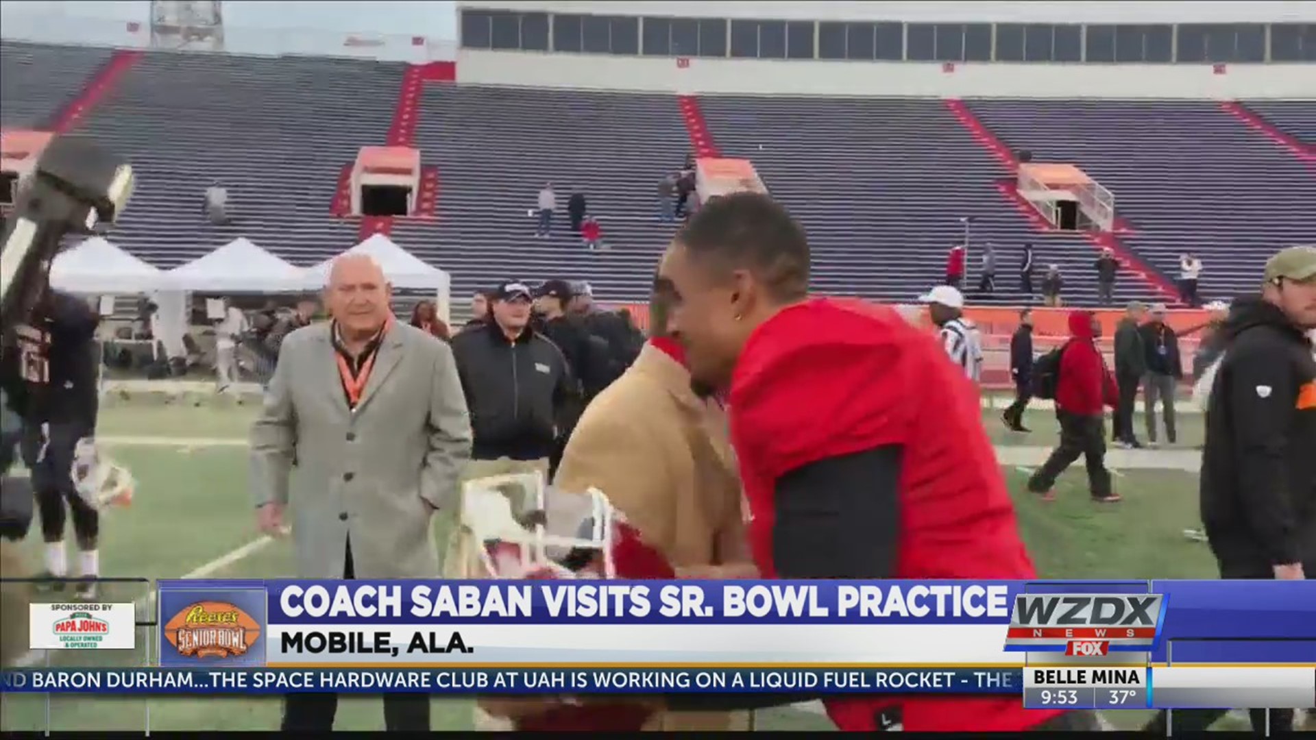 Fresh off of yet another solid season, Jalen Hurts struggled in his first Senior Bowl practice. However, his former coach isn’t worried about how that might affect his stock. Alabama head coach Nick Saban was asked how he would pitch Hurts to NFL teams.