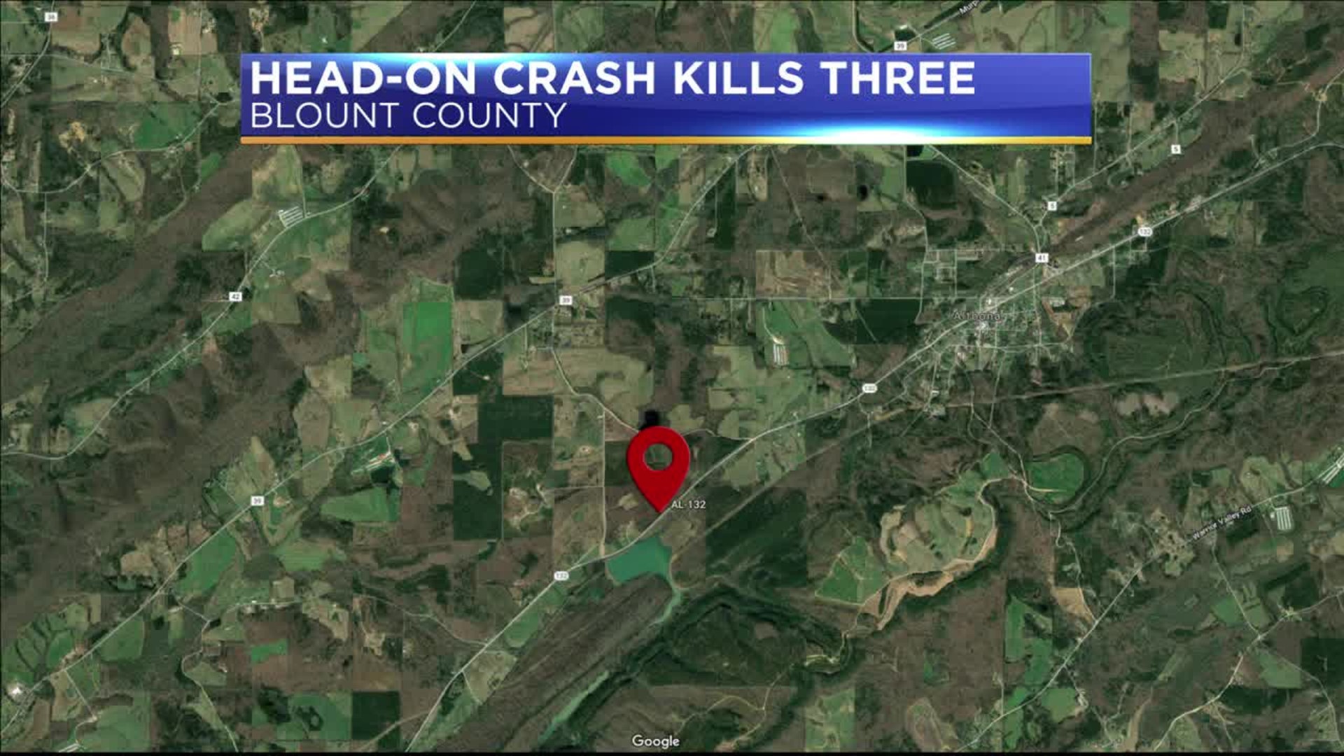 Three people were killed after a two-vehicle crash overnight/early Saturday morning in Blount County.