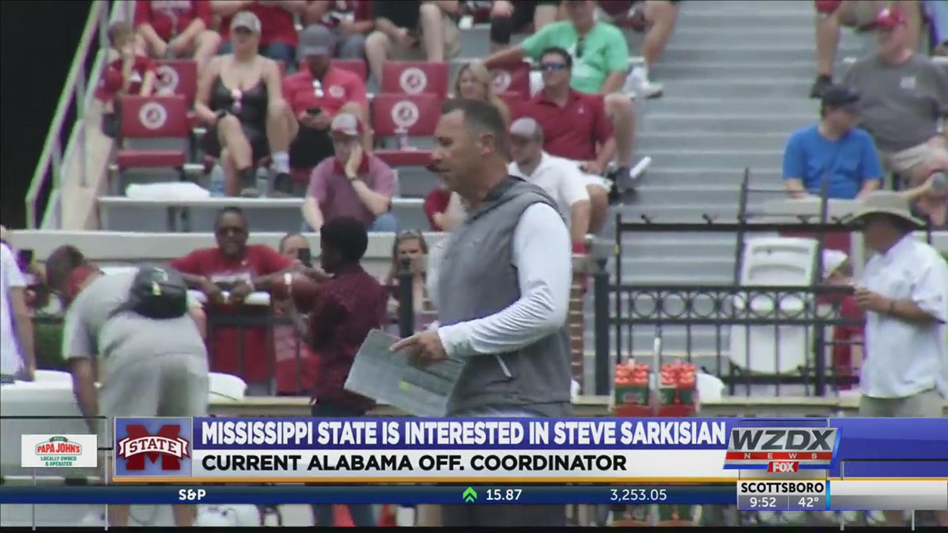 According to Football Scoop and other reports, Alabama offensive coordinator Steve Sarkisian is now a significant candidate for the Mississippi State head football coach  position.