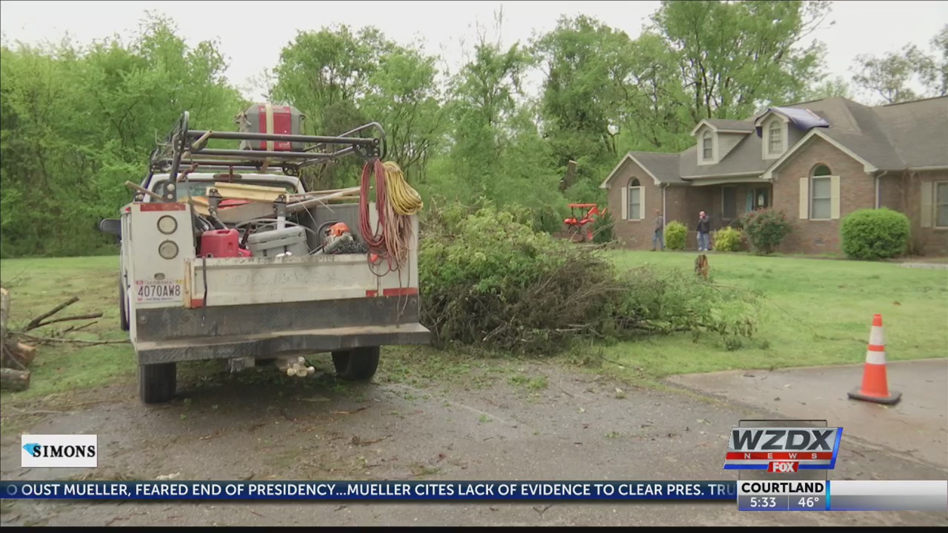 A Colbert County neighborhood is still cleaning up after a tornado blew down trees and fences and stuck a trampoline in a tree this week.