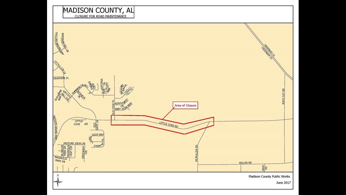 Portions of Little Cove Road will be closed