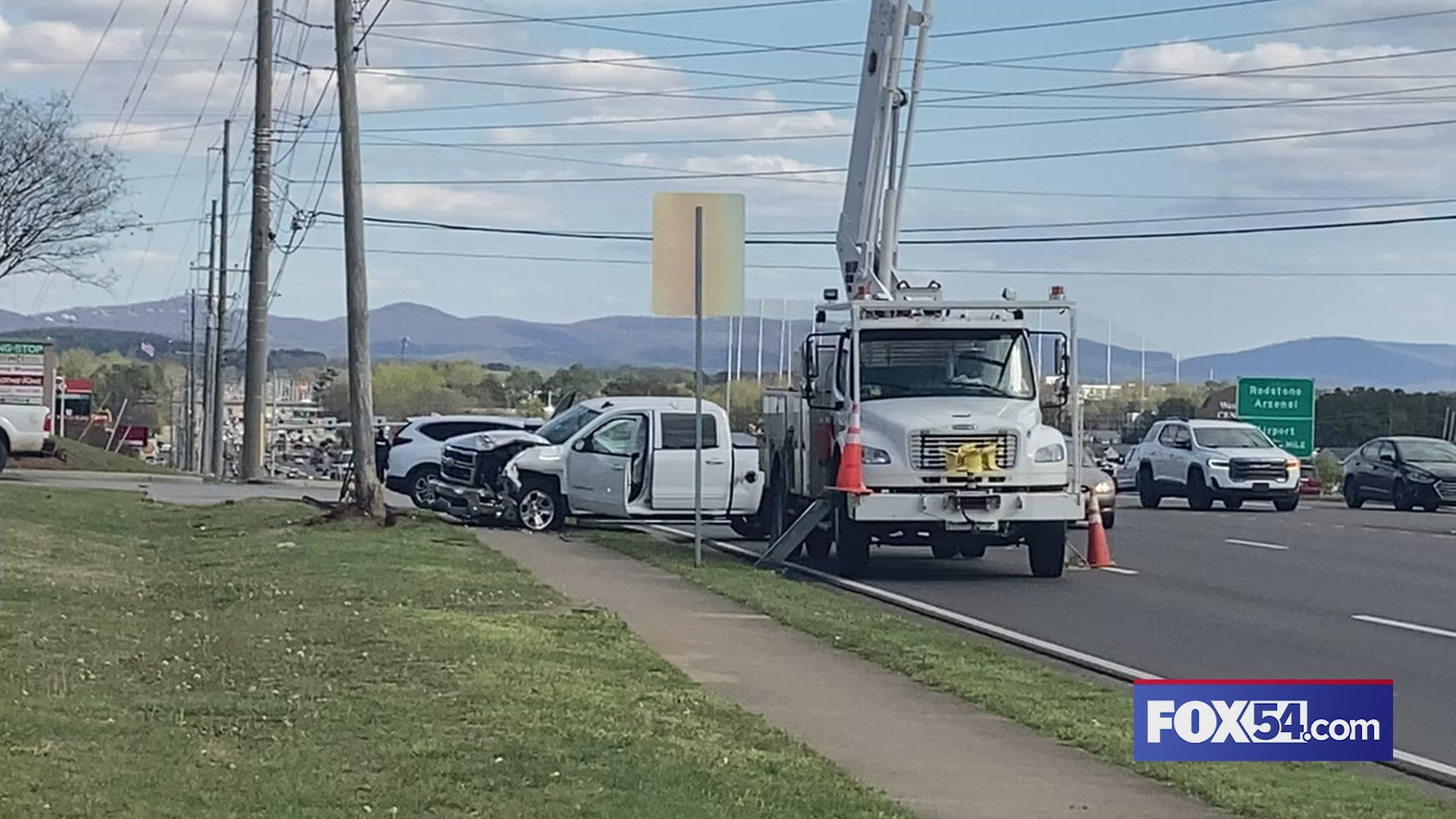 A Saturday afternoon crash disrupted traffic as well as power in Northwest Huntsville.