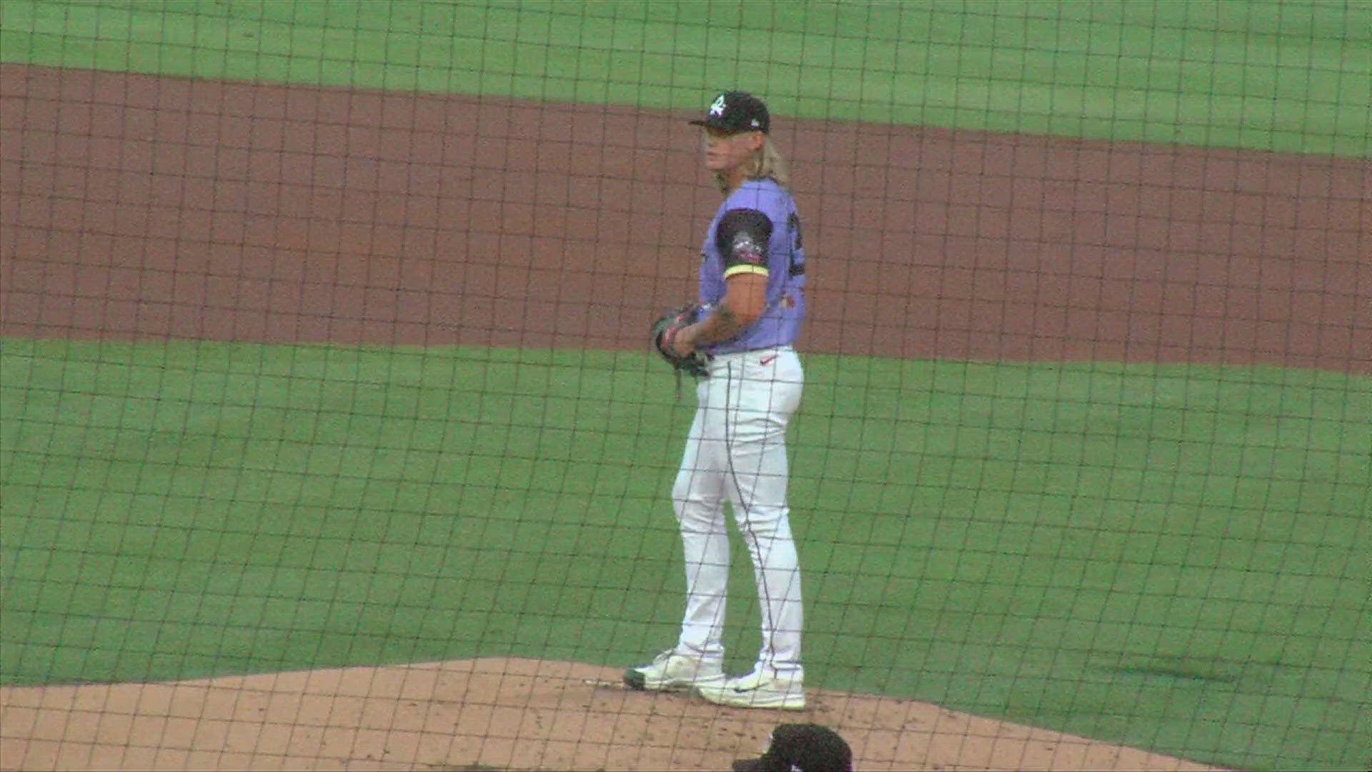 The Pandas' ace tosses 9 innings of 3-hit ball while striking out 10 in a 2-0 loss