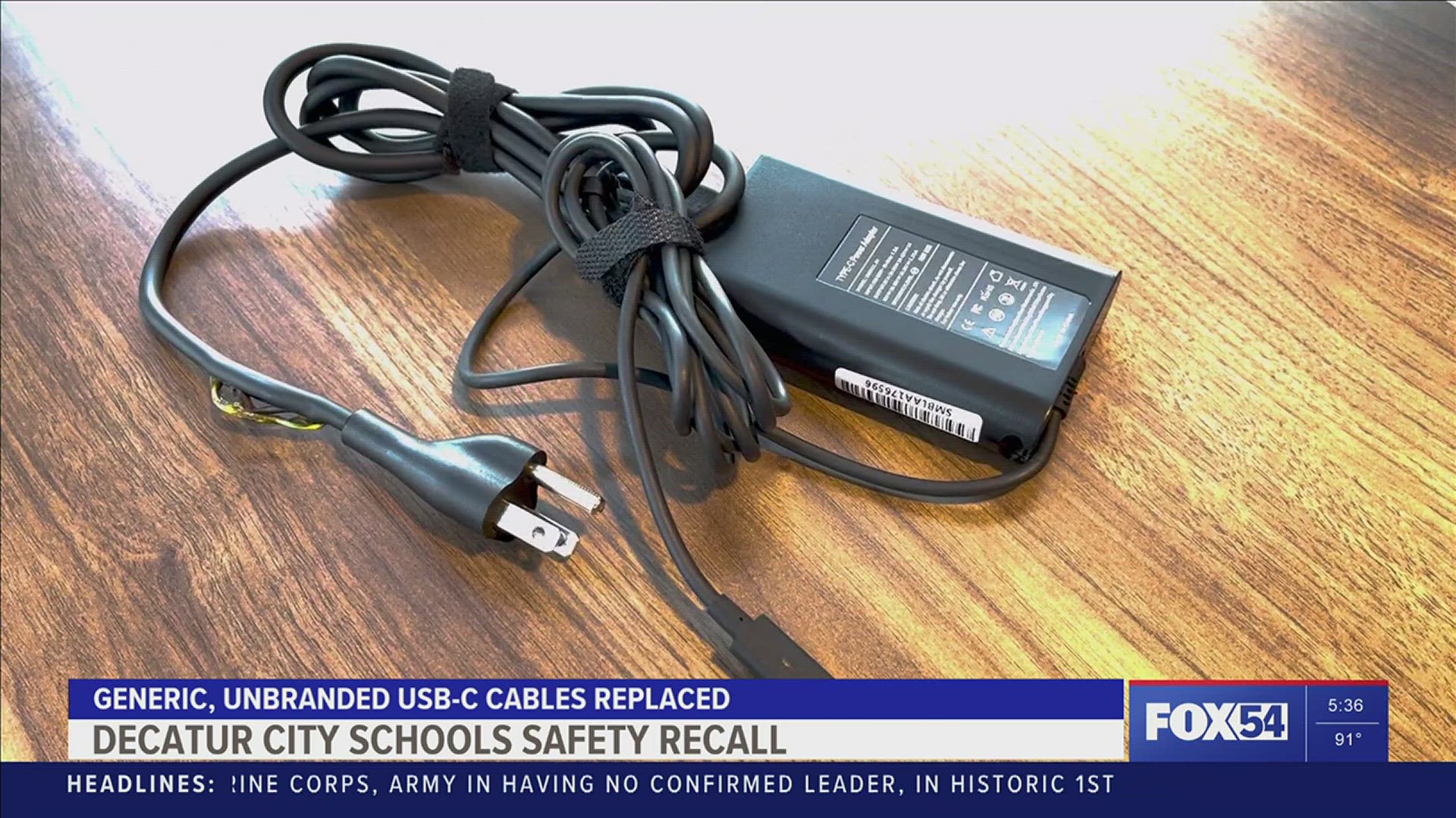 A generic, unbranded cable was found to have caused a short recently, leading school officials to begin replacing them district-wide.