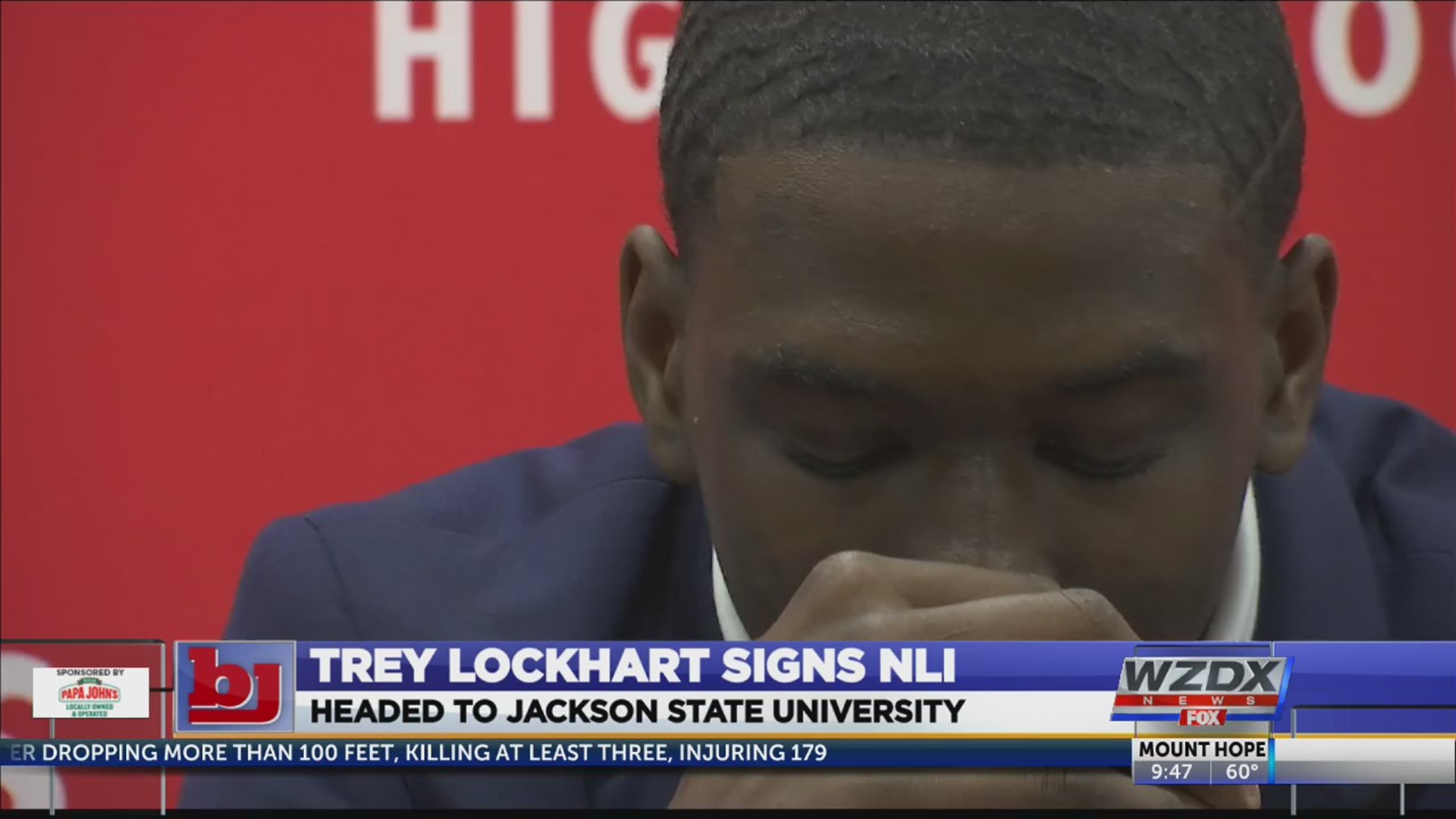 On signing day, Bob Jones cornerback Trey Lockhart was filled with tears as he payed tribute to his late mother before he signed with Jackson State in the SWAC.