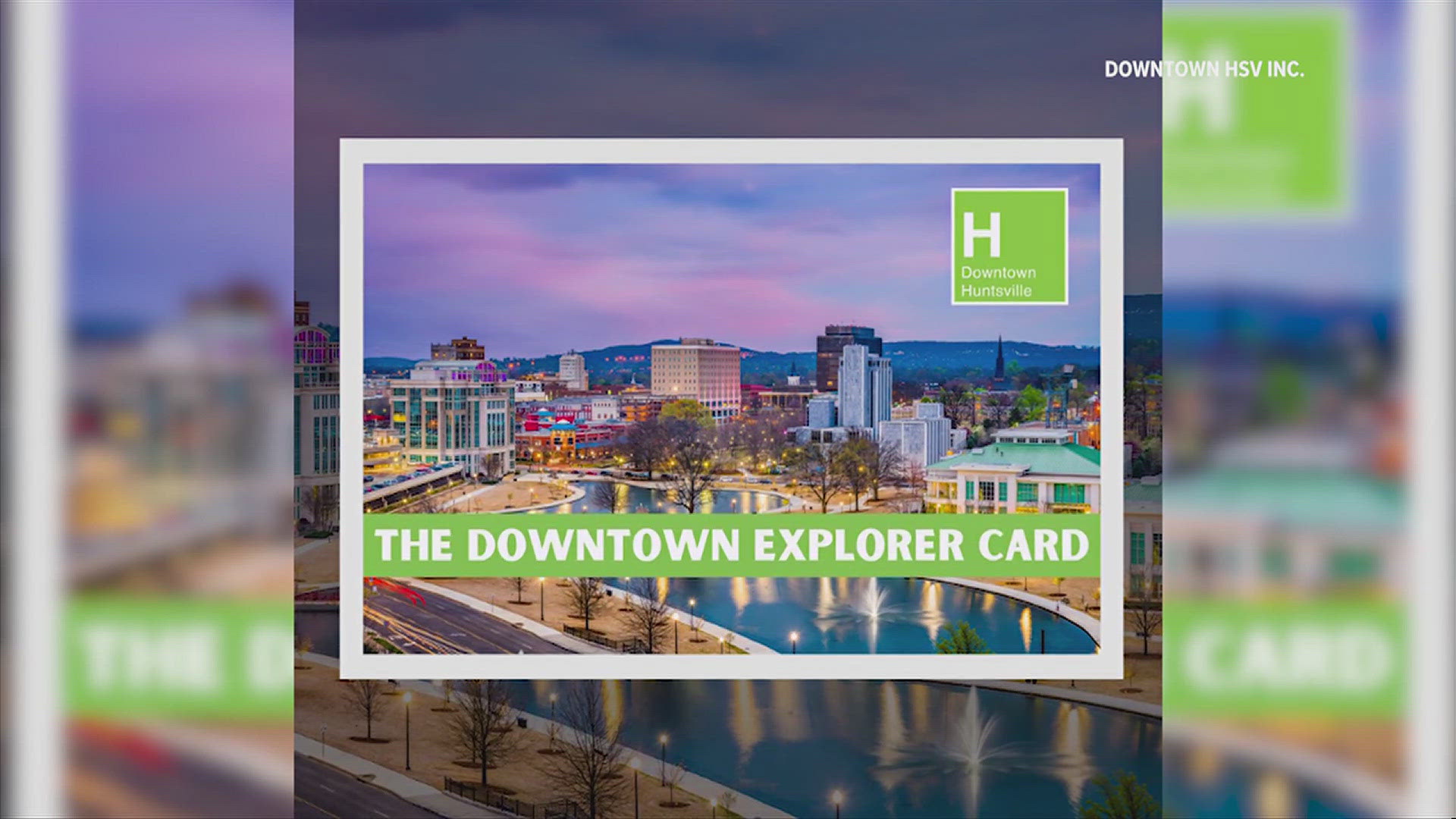 This digital card is designed to support local businesses in downtown Huntsville.