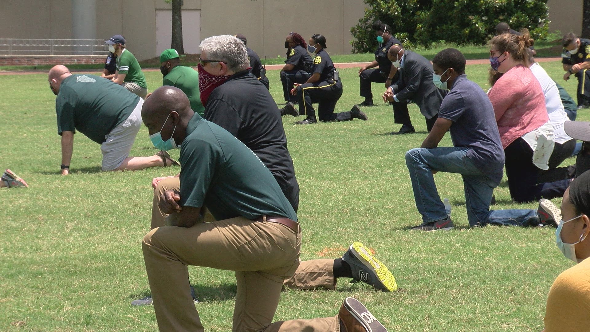 Professionals with UAB Student Affairs knelt for 8 minutes 46 seconds to show their commitment to diversity.