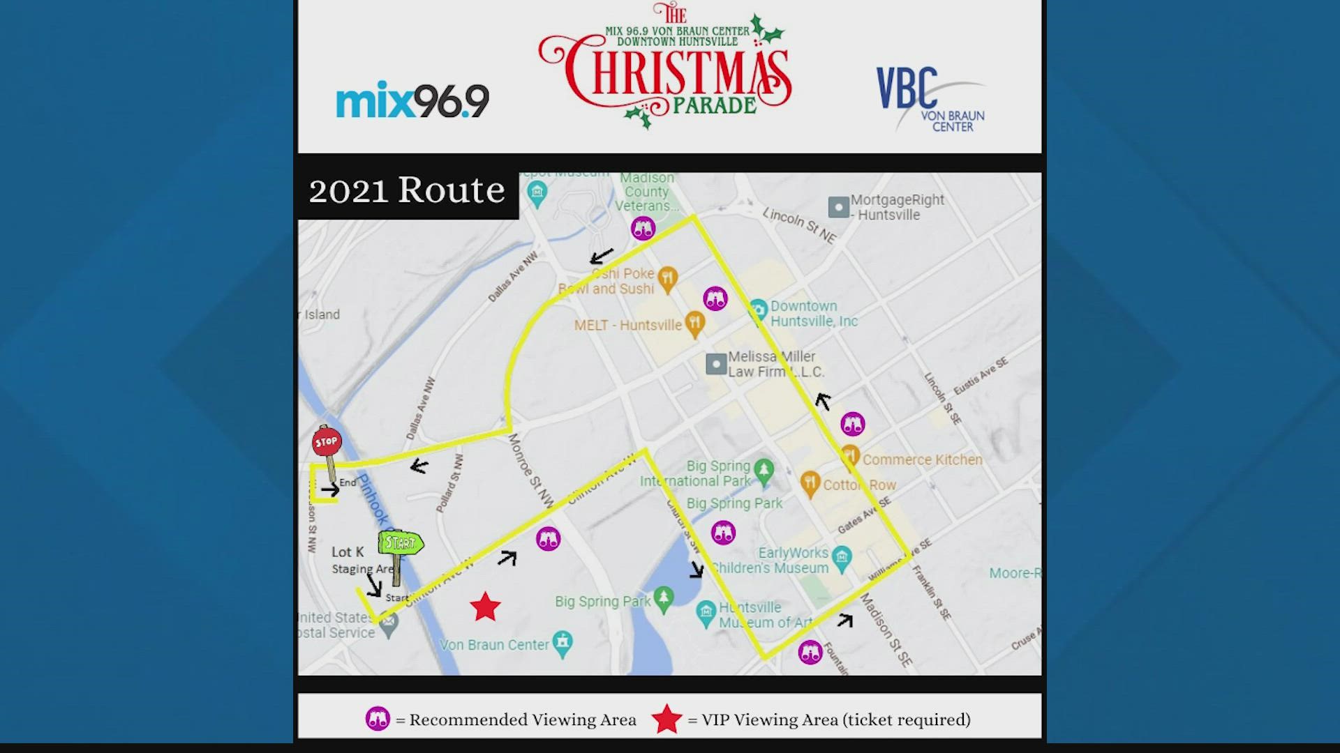 Mix 96.9 (WRSA-FM) and the Von Braun Center (VBC) are excited to host the Huntsville Christmas Parade for the seventh year on Tuesday, December 7, 2021.
