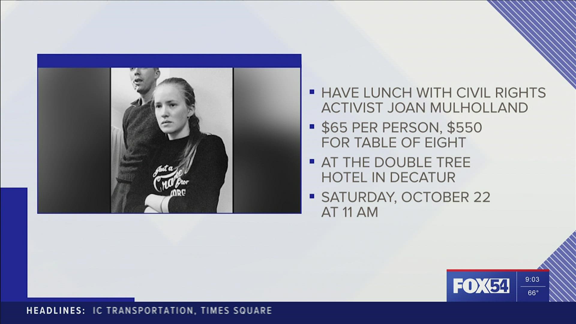 Civil Rights Activist Joan Trumpauer Mulholland will be the guest speaker at the Central North Alabama Alumnae chapter of Delta Sigma Theta Sorority, Incorporated.