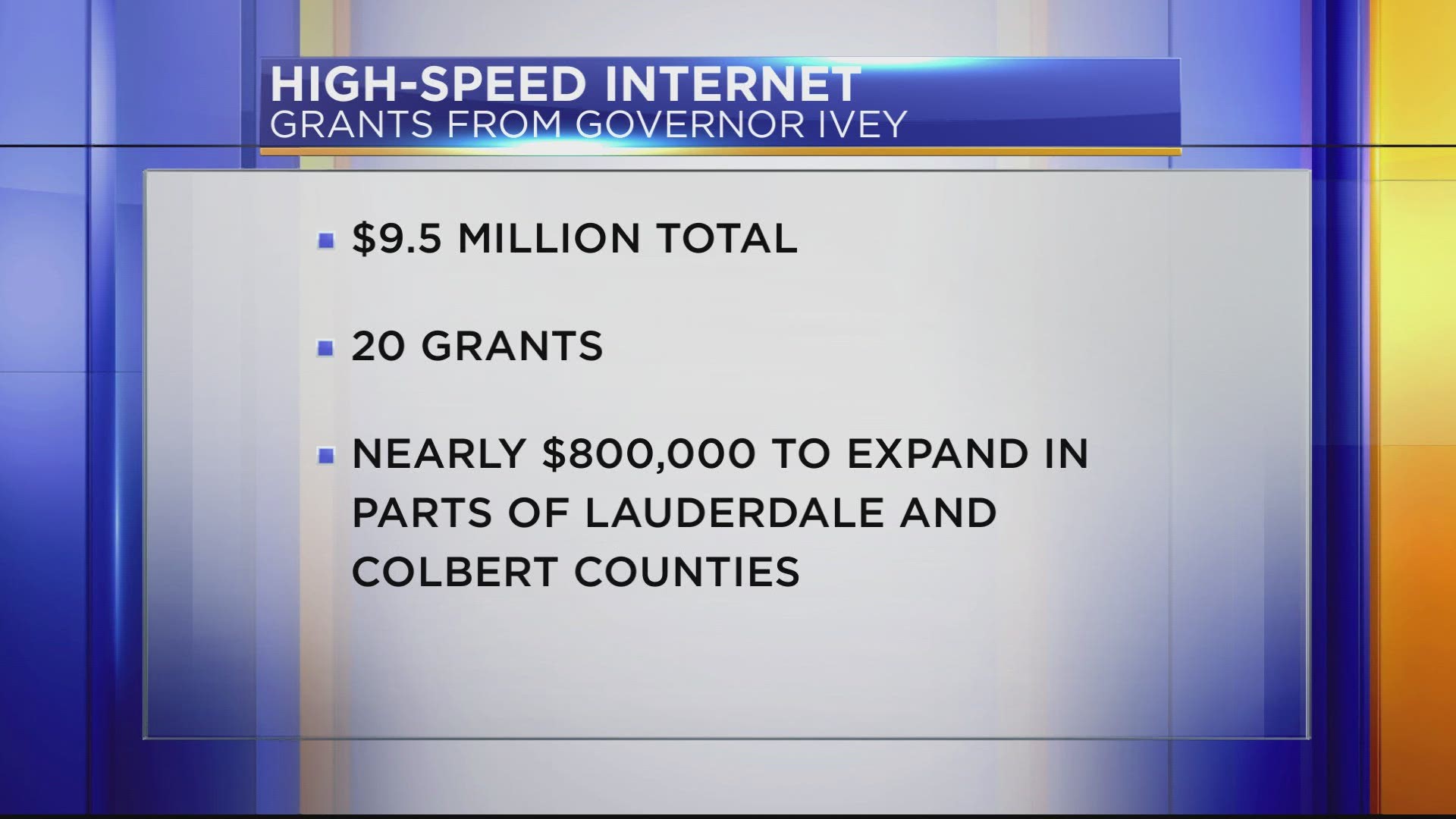 Nearly $800,000 in grant money is coming to Lauderdale and Colbert County to improve high-speed internet access.